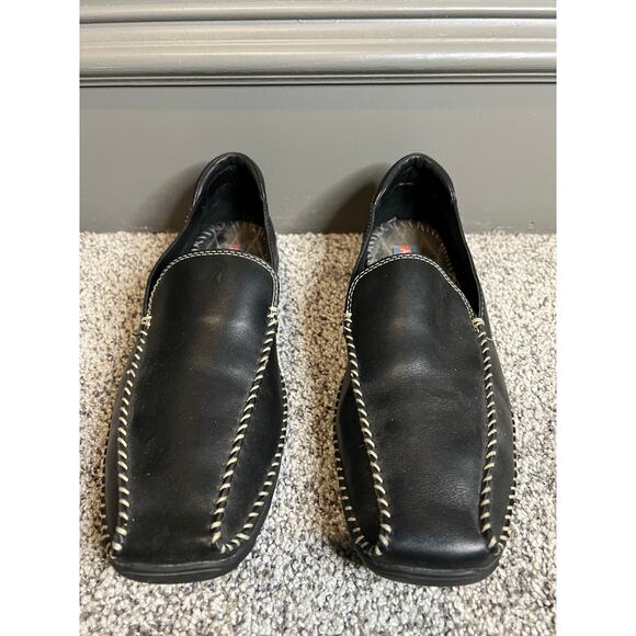 Stacy Adams driving loafer men’s 7 1/2 black with white stitching Preppy comfort - Picture 1 of 4